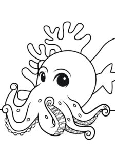 Smiling octopus: chained but friendly coloring page