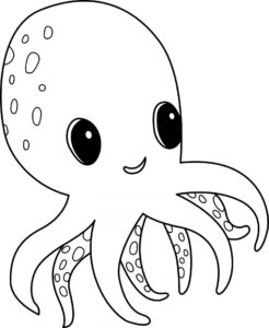 Smiling octopus: happy cephalopod coloring page