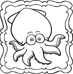 Smiling octopus wears hat: adorable! coloring page