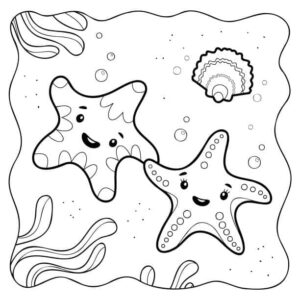 Smiling starfish: ocean joy coloring page