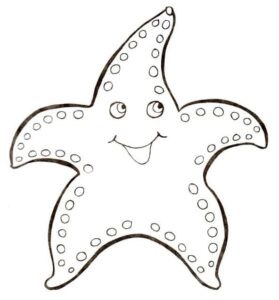 Smiling starfish: tiny spots on five arms coloring page