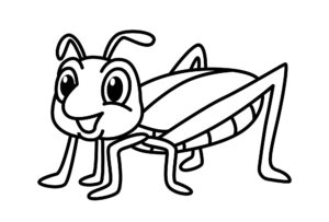 Smiling grasshopper: joy in tiny form coloring page