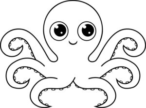 Smiling white octopus: a rare sight coloring page