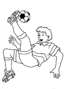 Soccer goal: boy’s smile widens coloring page