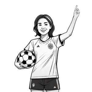 Woman fan cheers for soccer team coloring page coloring page