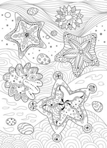 Starfish fill ocean floor coloring page