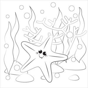 Starfish & seaweed: underwater beauty coloring page