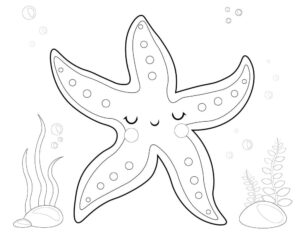 Starfish smiles in underwater paradise coloring page