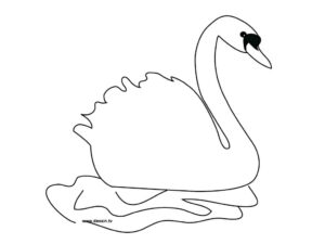 Swan serenity: white silhouette on water coloring page