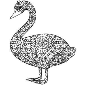 Swan’s dazzling feather tapestry coloring page