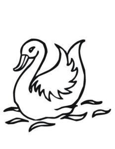 Swan’s reflection lost in autumn leaves coloring page