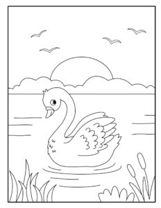 Swan’s secret: a moment of tranquility coloring page