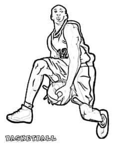 Sweat-stained jersey, eyes on the basket coloring page