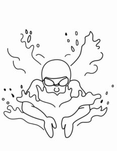 Swimmer in action: fast breaststroke coloring page