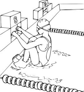 Swimmer’s silent training: poolside focus coloring page