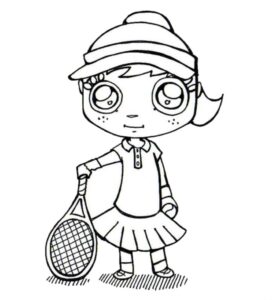 Tennis player’s focused moment coloring page