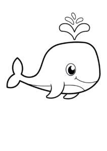 Whale swimming right: small head, big body coloring page