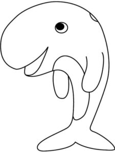 Whale with tiny body, big head coloring page