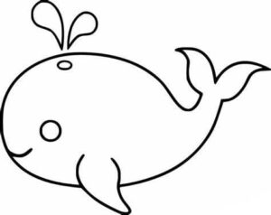 Whale’s graceful swim: tail splashing coloring page