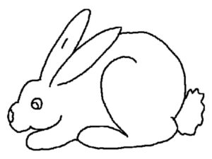 White rabbit watches: silent forest mystery coloring page