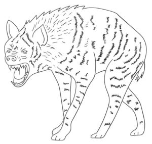 Wild hyena ready to pounce coloring page