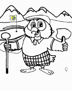 Wise owl’s triumphant golf moment coloring page