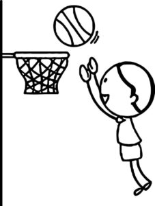 Basketball dunk coloring page for kids coloring page