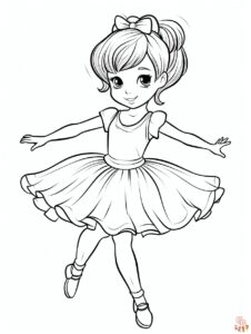 Young girl ballerina dancing coloring page