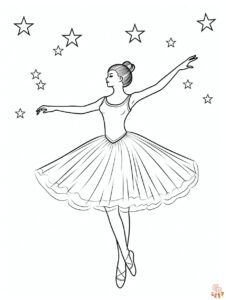 Young woman ballerina coloring page