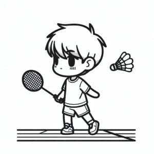 Badminton boy training coloring page coloring page