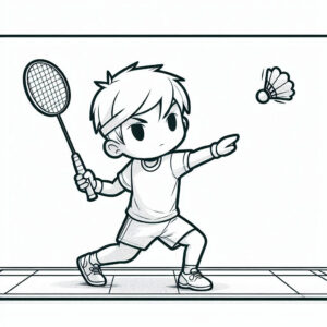 Badminton boy serving coloring page coloring page