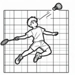 Badminton boy training coloring page