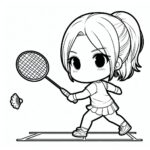 Badminton girl practice coloring page