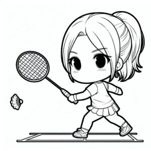 Badminton girl practice coloring page coloring page