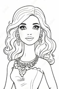 Pretty Barbie doll coloring page coloring page