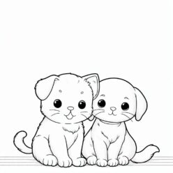 Best friends kitten puppy coloring page