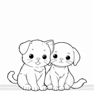 Best friends kitten puppy coloring page coloring page