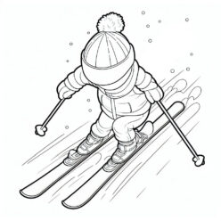 Boy skiing parallel turn coloring page Boy skiing parallel turn coloring page