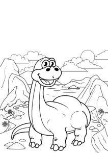 Brachiosaurus, giant of the jurassic landscape coloring page