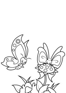 Butterflies dance in sunlit garden coloring page coloring page