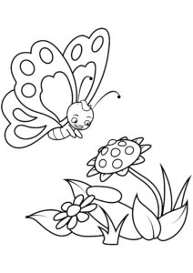 Butterfly joyful flight to vibrant flower coloring page