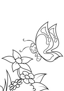 Butterfly lands on vibrant flower coloring page