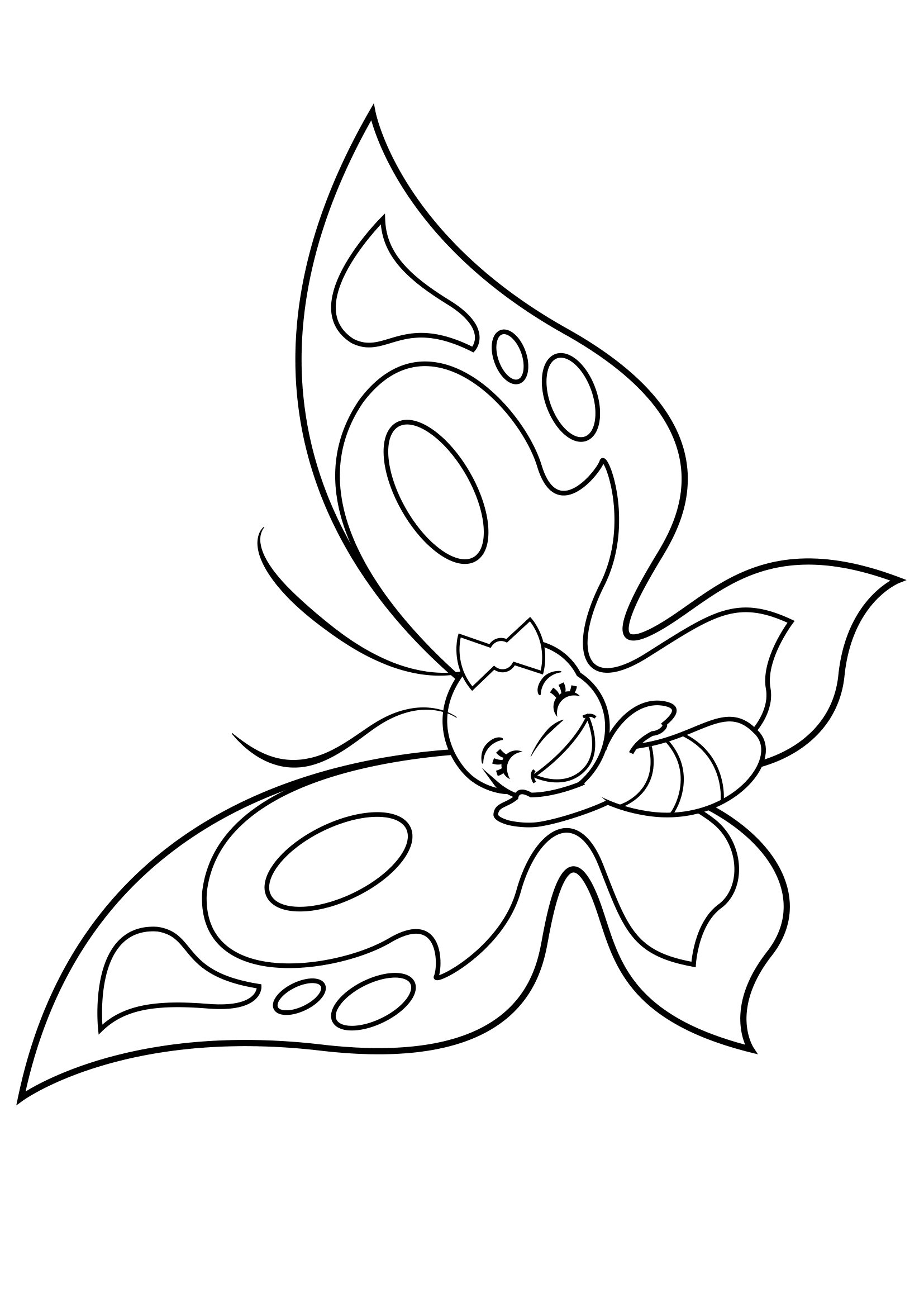 Butterfly soaring against blue sky coloring page