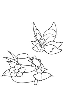 Butterfly beauty in a colorful garden flight coloring page