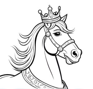 Crowned horse: symbol of regal authority coloring page