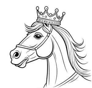 Crowned horse: regal posture, majestic beauty coloring page