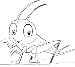 Curious grasshopper’s sparkling eyes coloring page