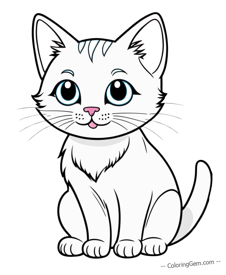 Cute cat coloring page