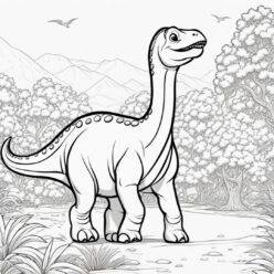 Cute diplodocus dinosaur coloring page