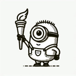 Cute minion olympic torchbearer coloring page